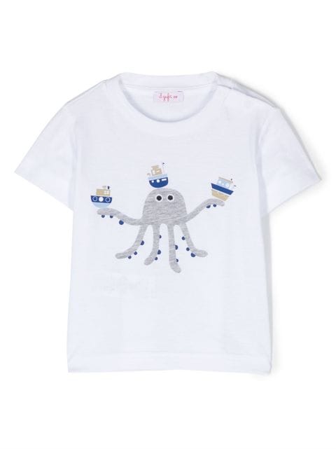 Il Gufo octopus-appliqué cotton T-shirt