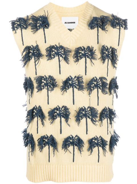 Jil Sander hand-embroidered palm-tree motif vest