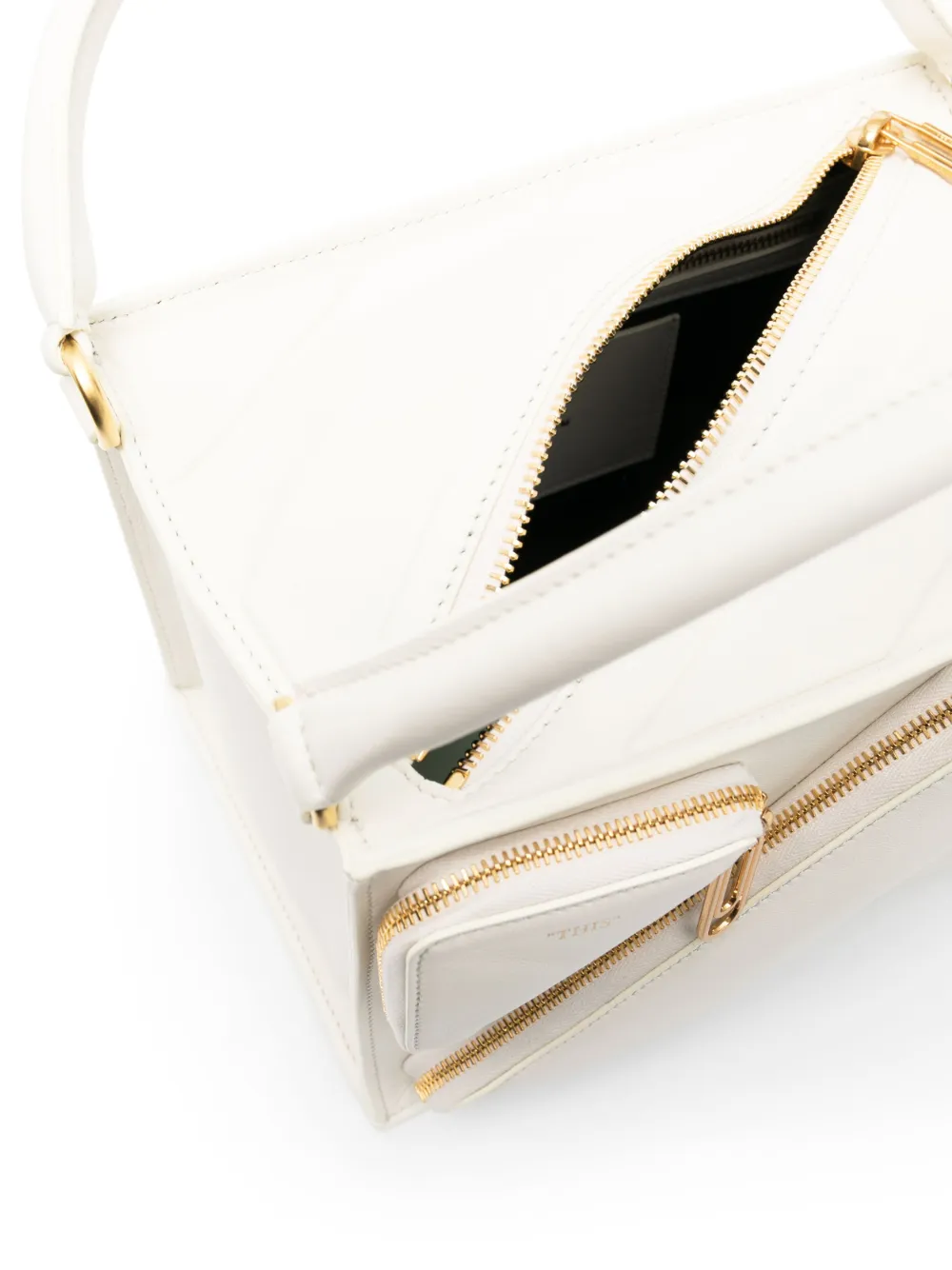 Off-white Beatbox Small Zip Leather Shoulder Bag In Nude
