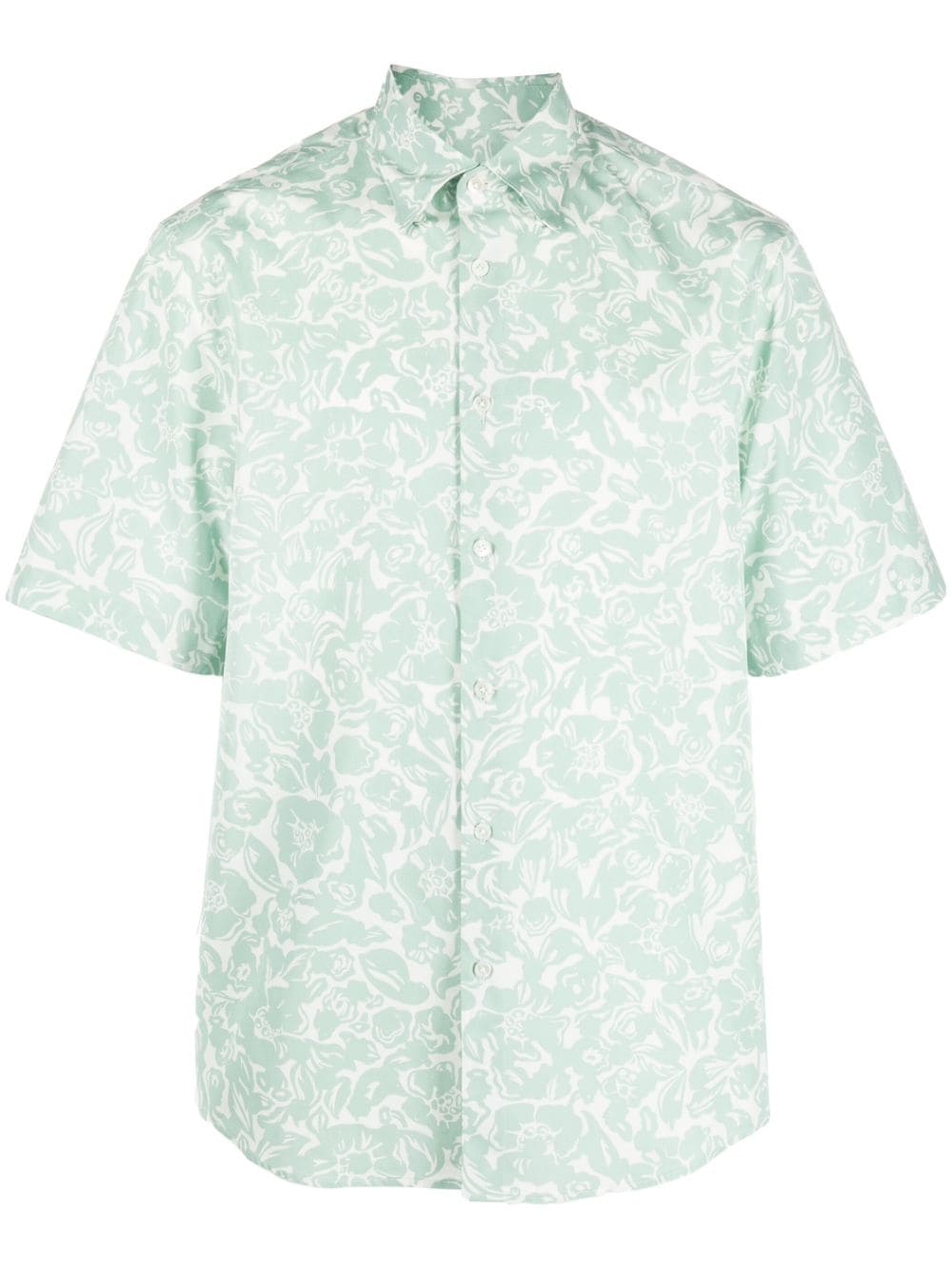 Shop Lanvin Abstract Flower-print Cotton Shirt In Green