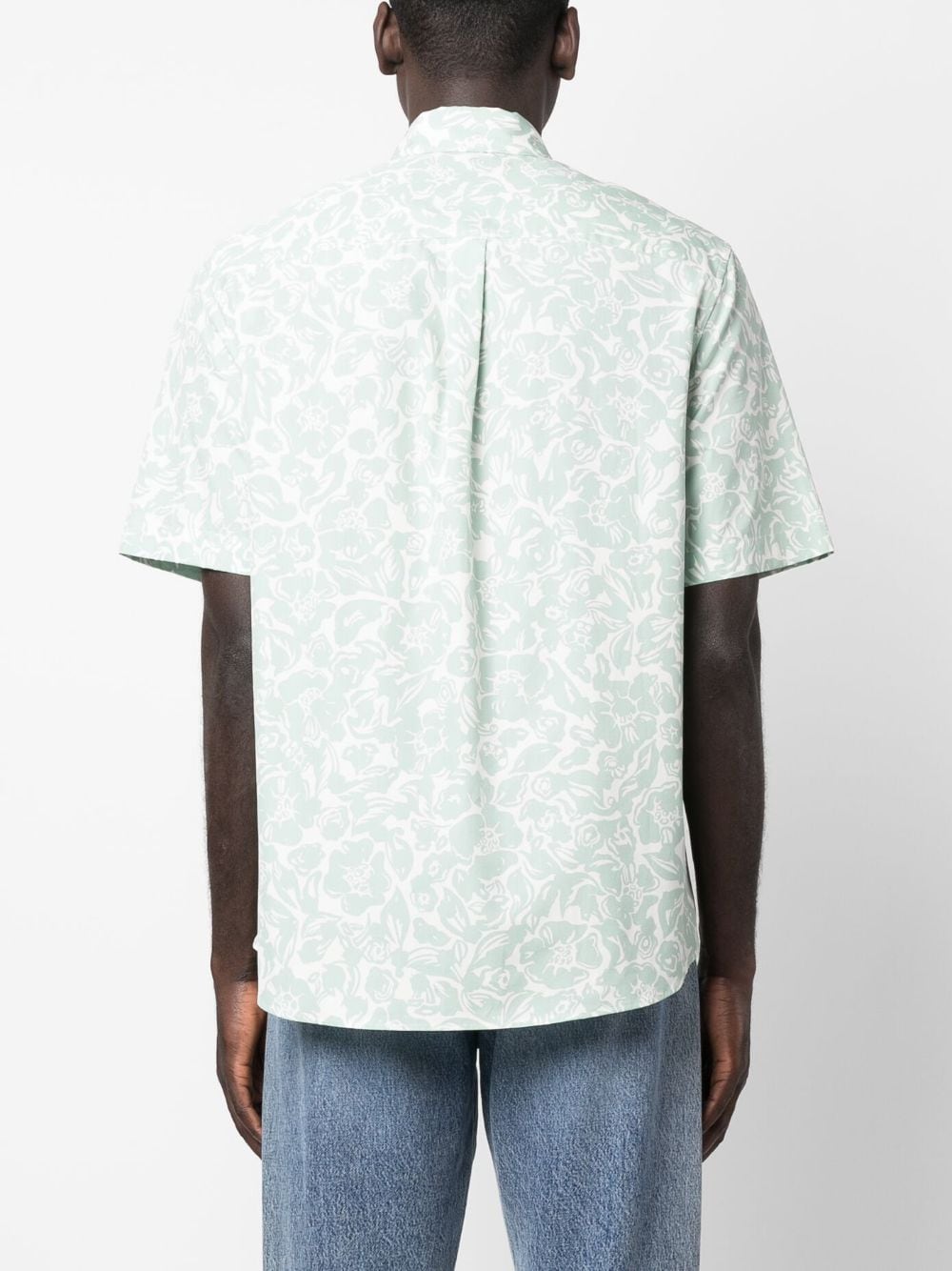 Shop Lanvin Abstract Flower-print Cotton Shirt In Green