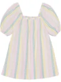 GANNI stripe-print cotton minidress - Pink