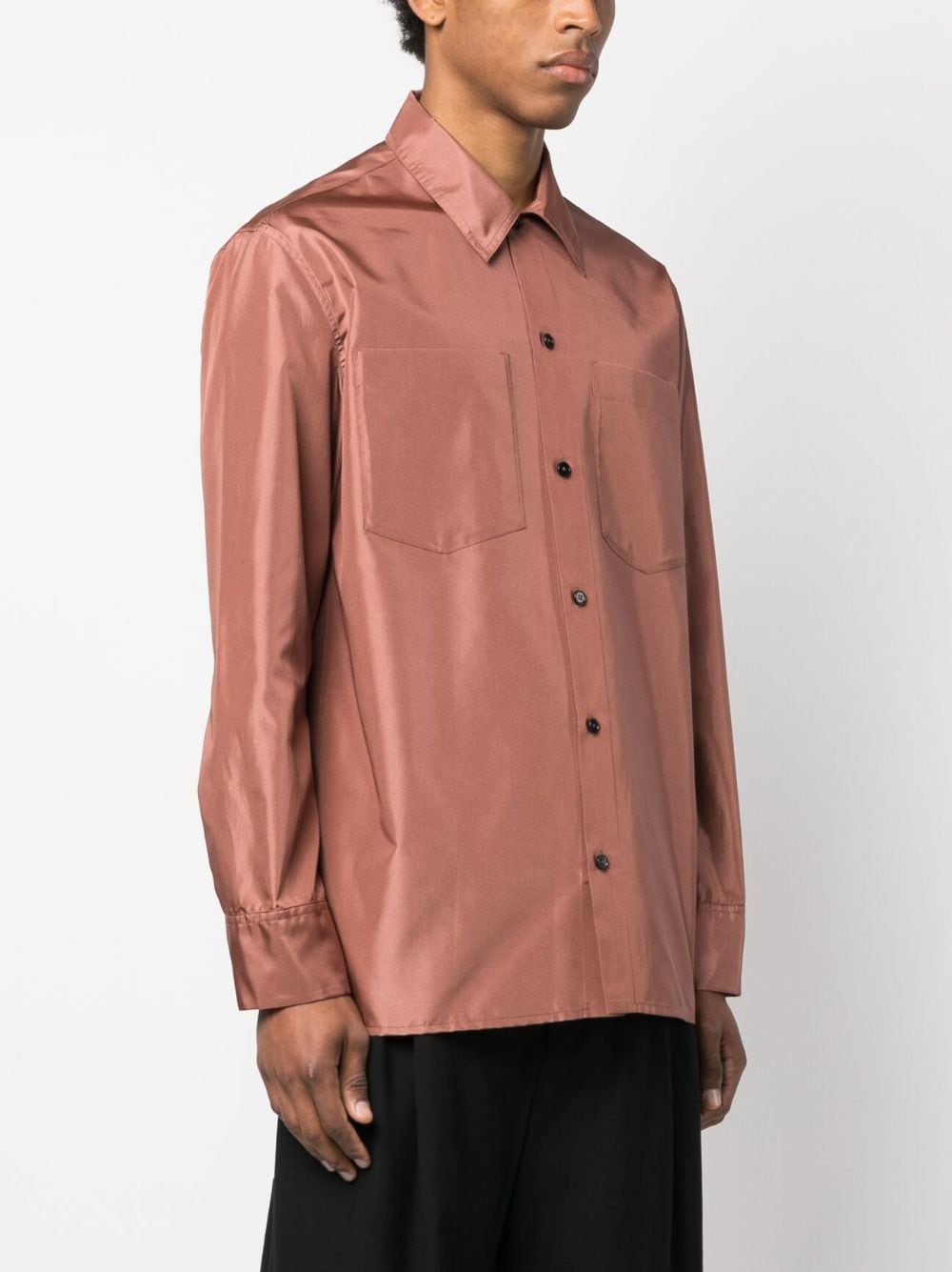 Shop Jil Sander Long-sleeve Satin Shirt In Brown