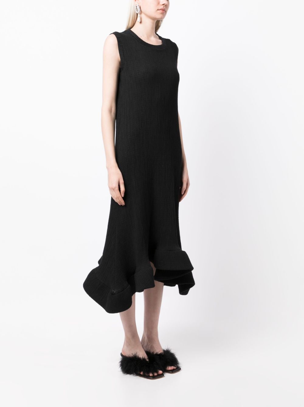 Shop Melitta Baumeister Ruffle Hem Mid-length Dress In Schwarz
