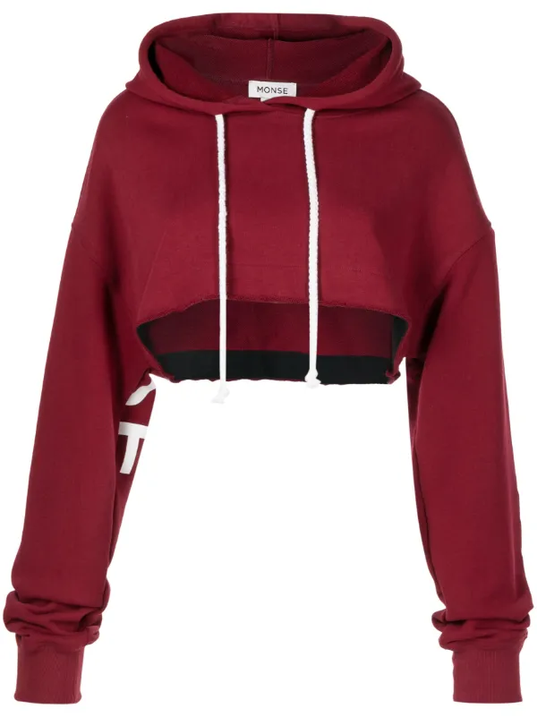 Red cropped hot sale hoodie