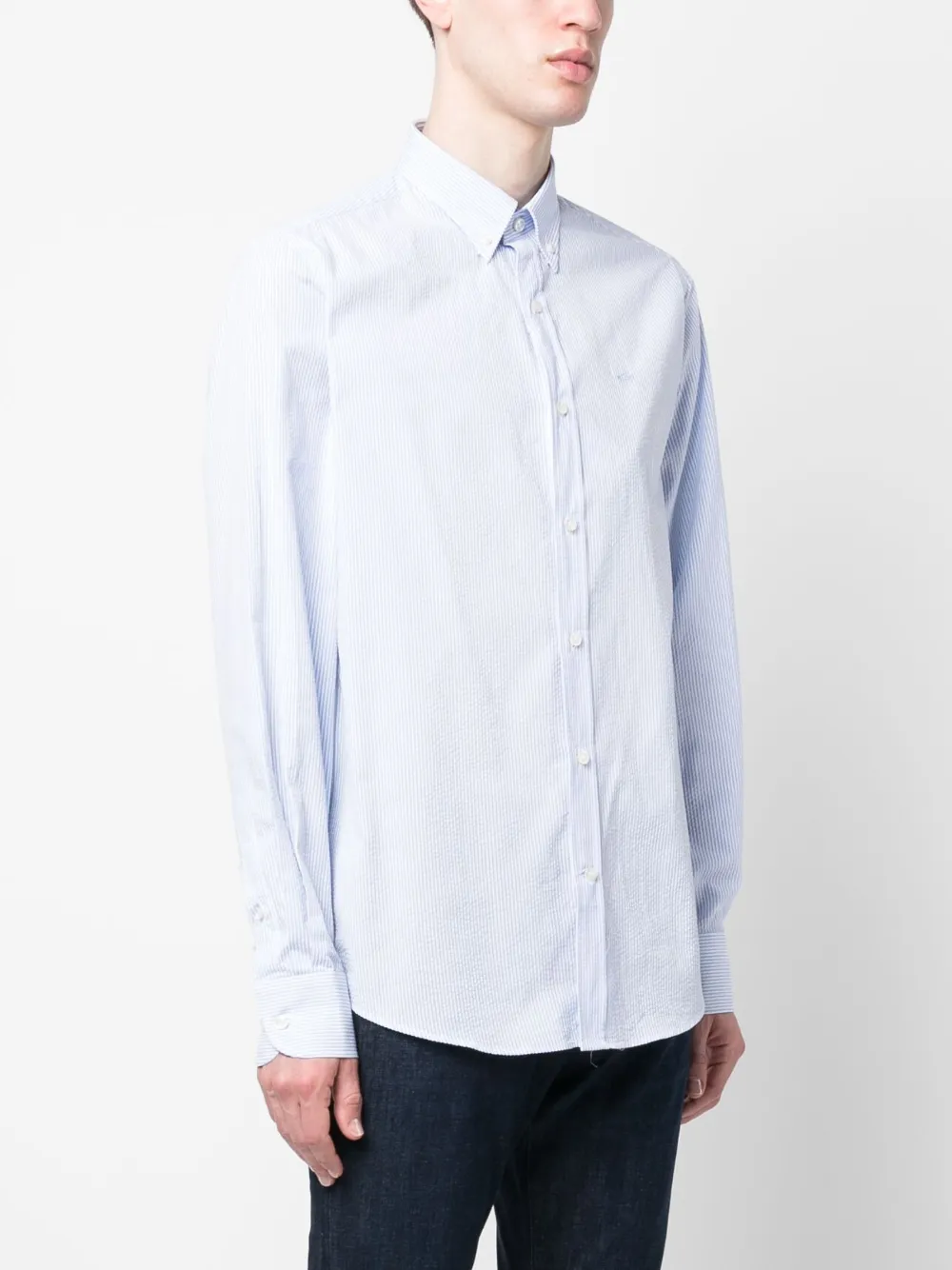 Paul & Shark Stripe-pattern Cotton Shirt In Weiss