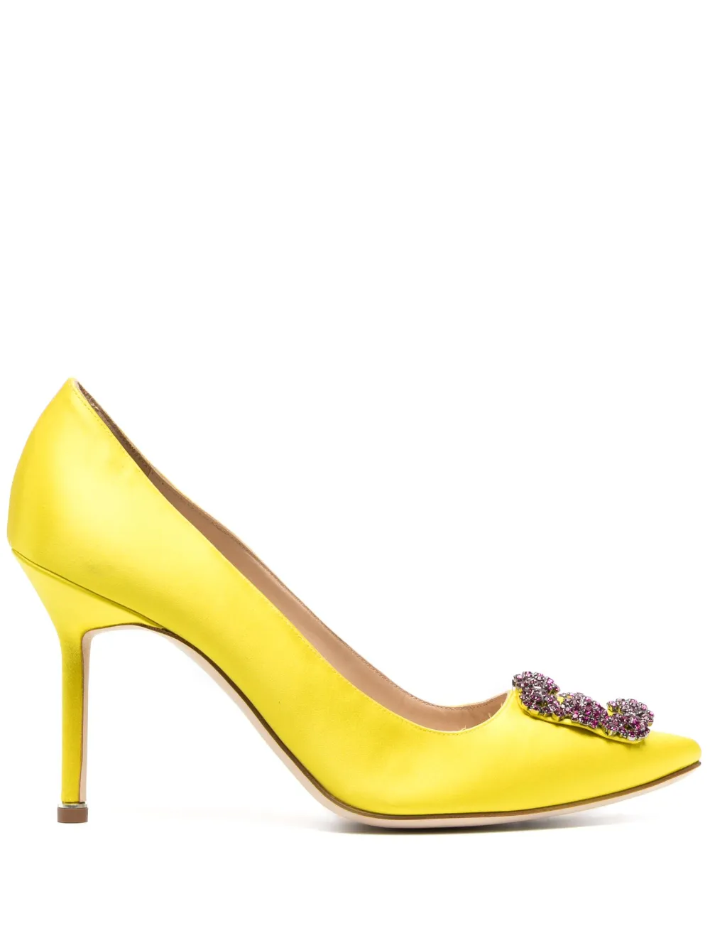 Manolo Blahnik Hangisi 90mm Crystal-embellished Pumps In Yellow