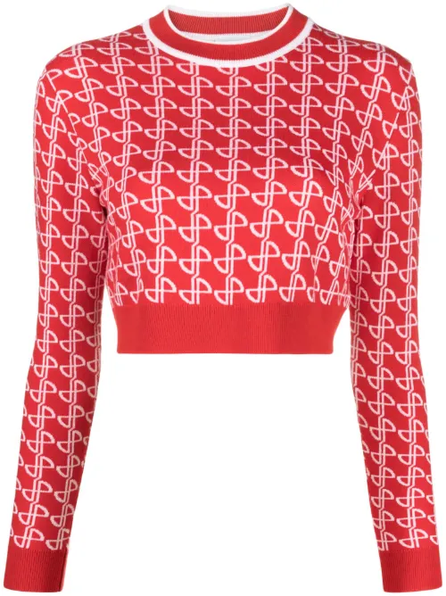 Pull en laine mérinos à logo en jacquard - Patou - Modalova