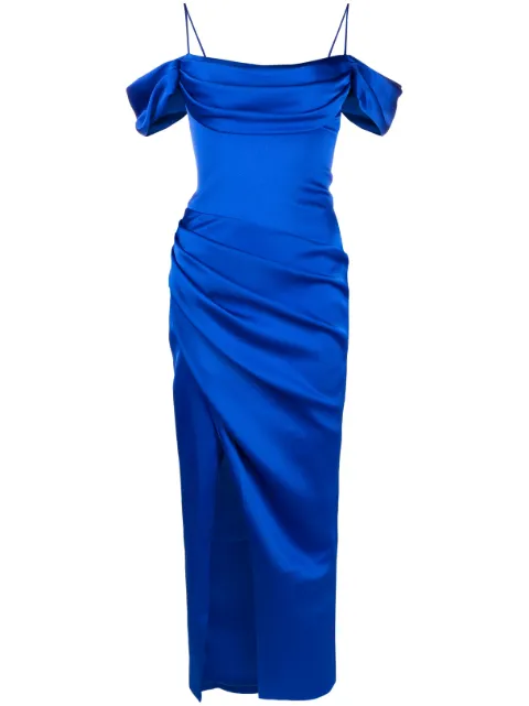 RASARIO draped satin midi dress