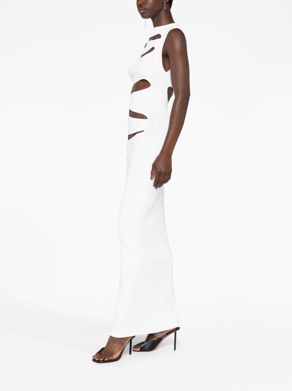 Shop Christopher Esber Slash Knit Maxi Dress In White