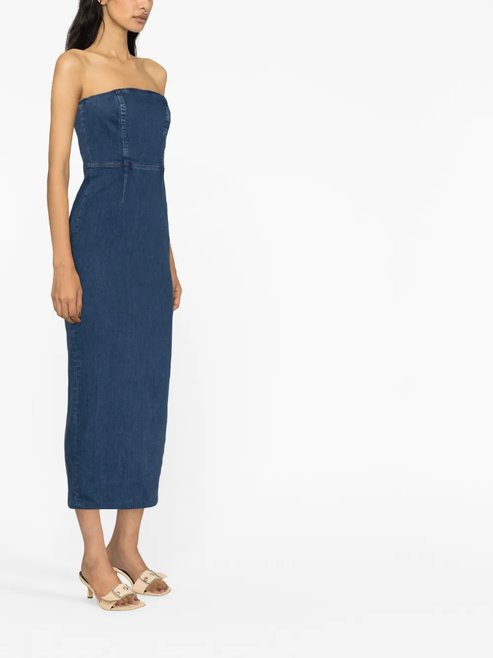 artisanal navy midi dress self-portrait - Navy Knit Taffeta Midi Dress
