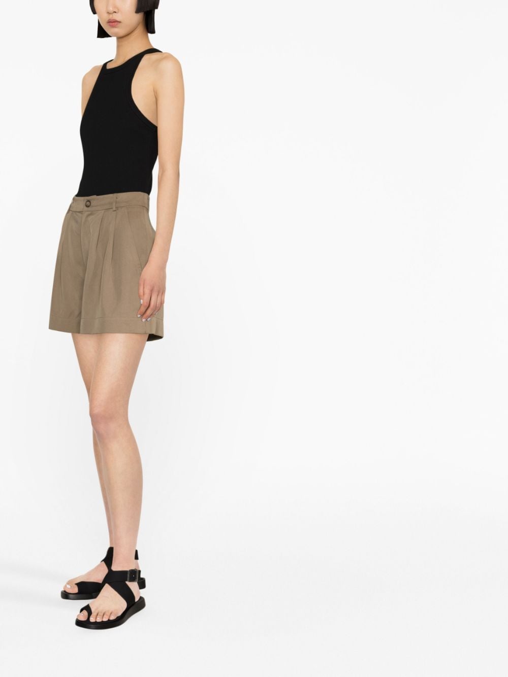 Shop Reformation Mason High-waist Shorts In Brown