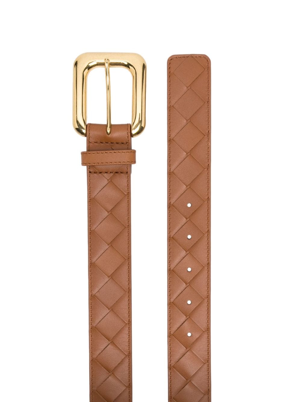 Shop Bottega Veneta Intrecciato Leather Belt In Brown