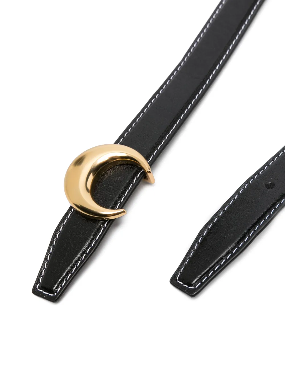 Marine Serre moon-buckle leather belt - Zwart