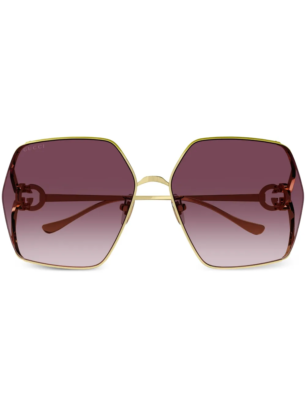 Gucci Gradient Oversize-frame Sunglasses In Gold