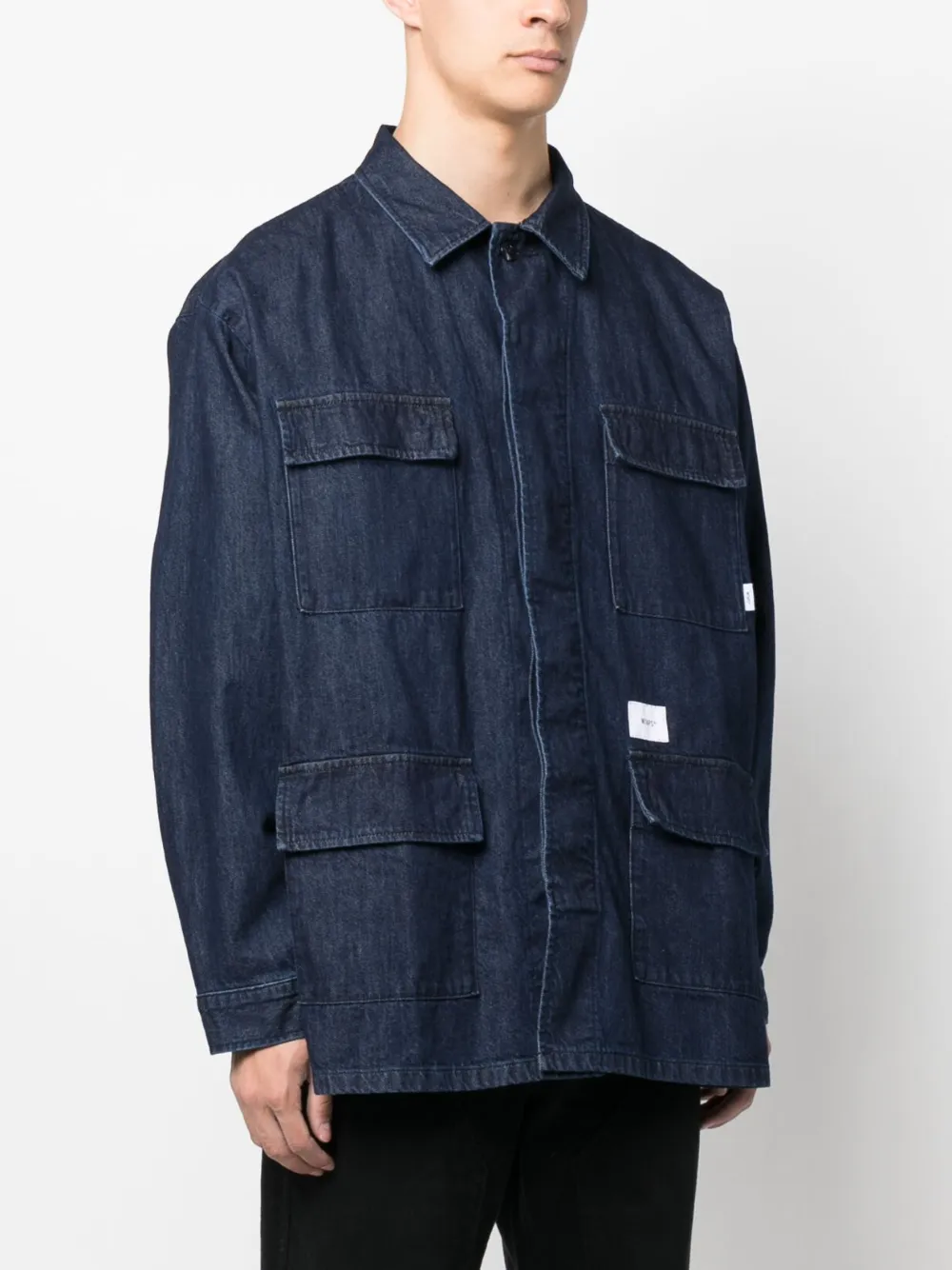 Shop Wtaps Logo-patch Denim Shirt In Blau