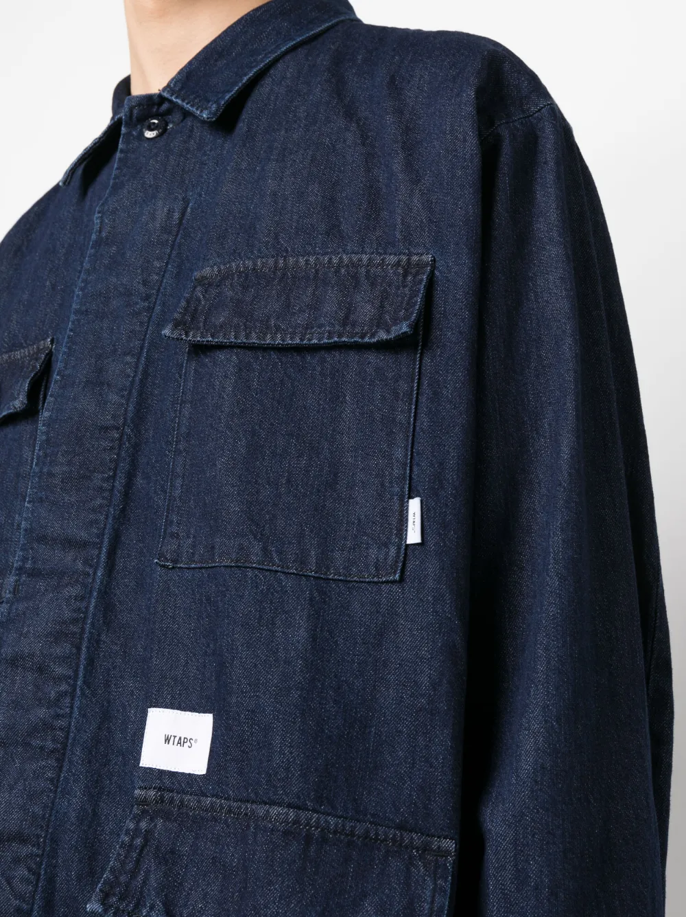 Shop Wtaps Logo-patch Denim Shirt In Blau