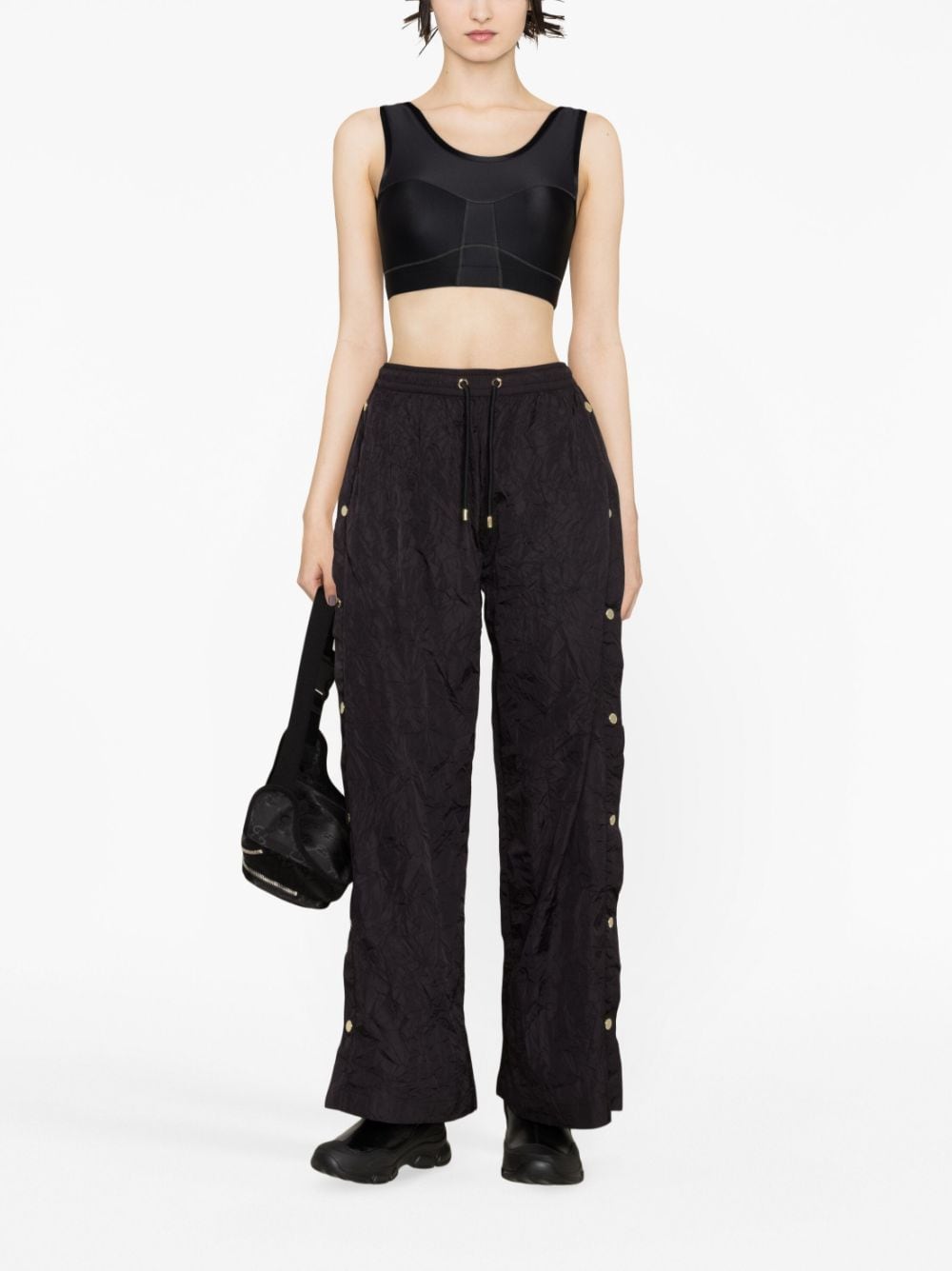 Image 2 of P.E Nation Volley crinkled-finish wide-leg trousers