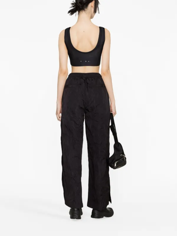 P.E Nation Volley crinkled-finish wide-leg Trousers | Black