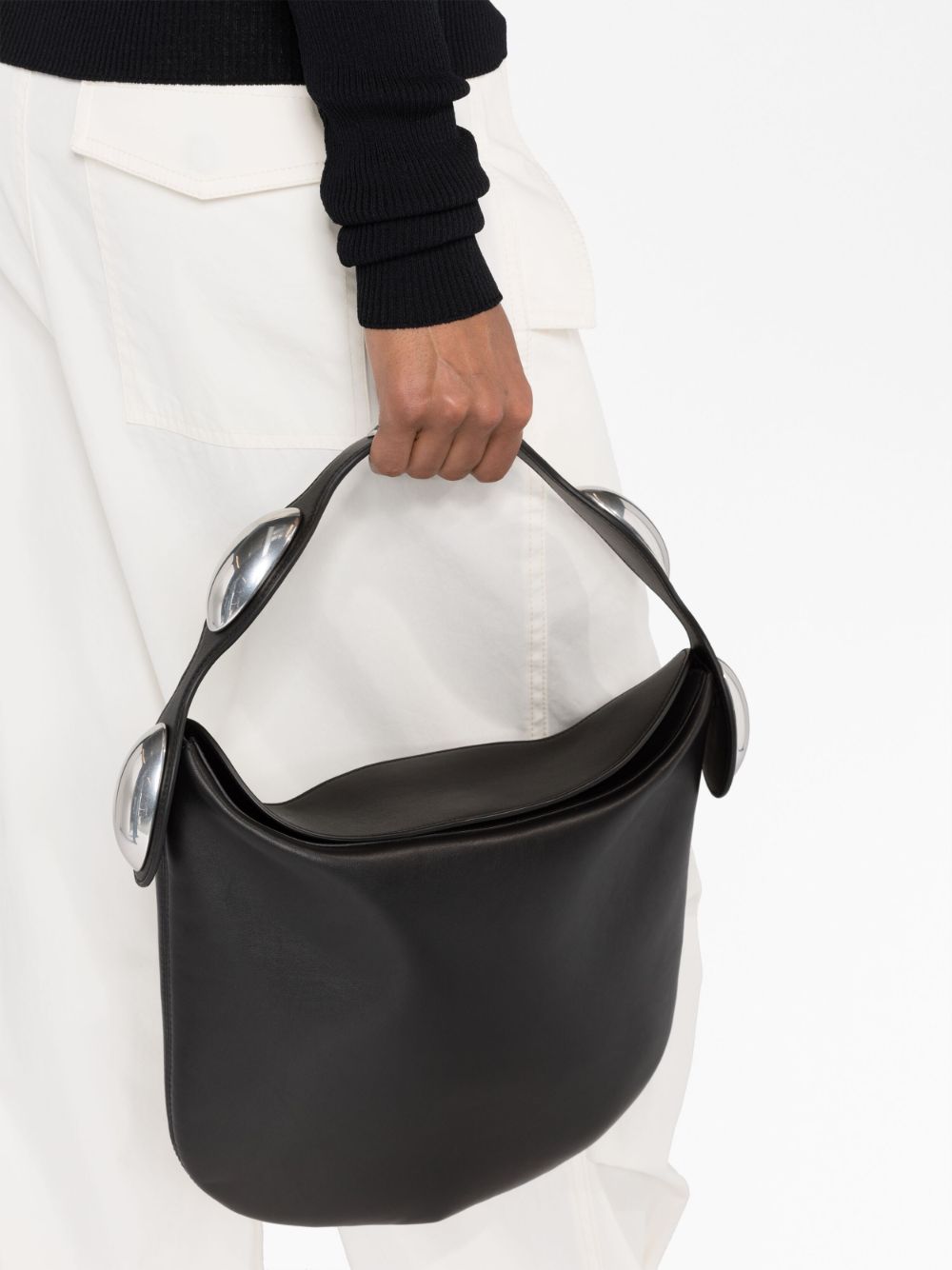 Shop Alexander Wang Dome Leather Shoulder Bag In Black