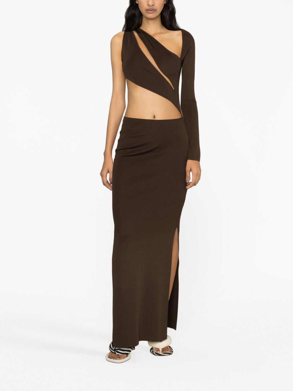 Shop Aya Muse Actin Cut-out Maxi Dress In Brown