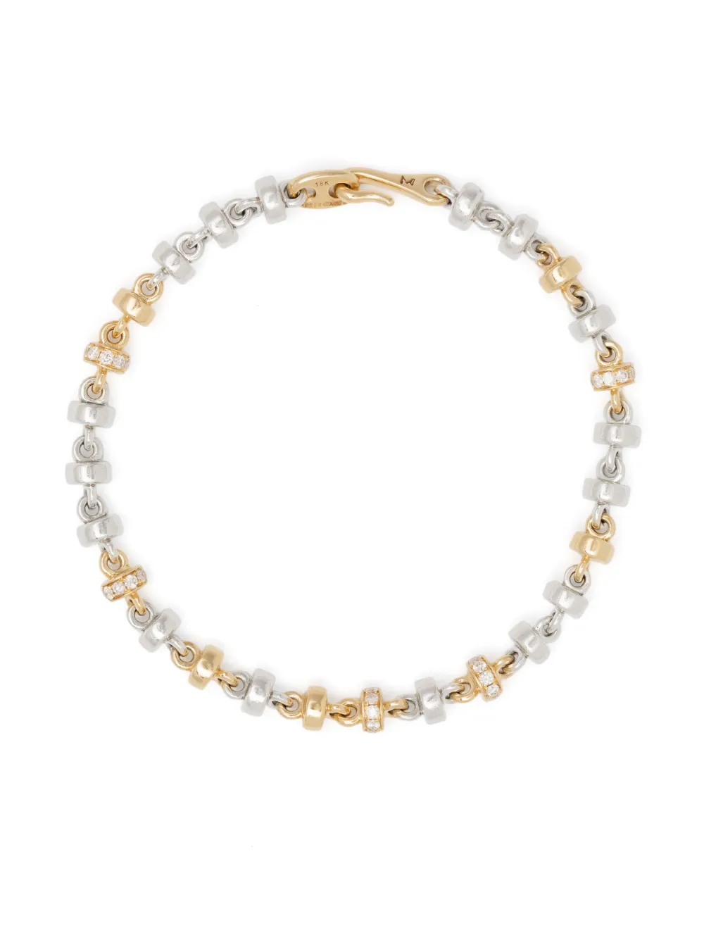MAOR 18kt yellow gold and sterling silver beaded diamond bracelet