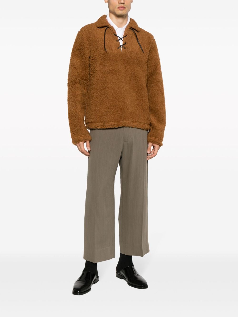 BODE wool-blend lace-up sweatshirt - Bruin