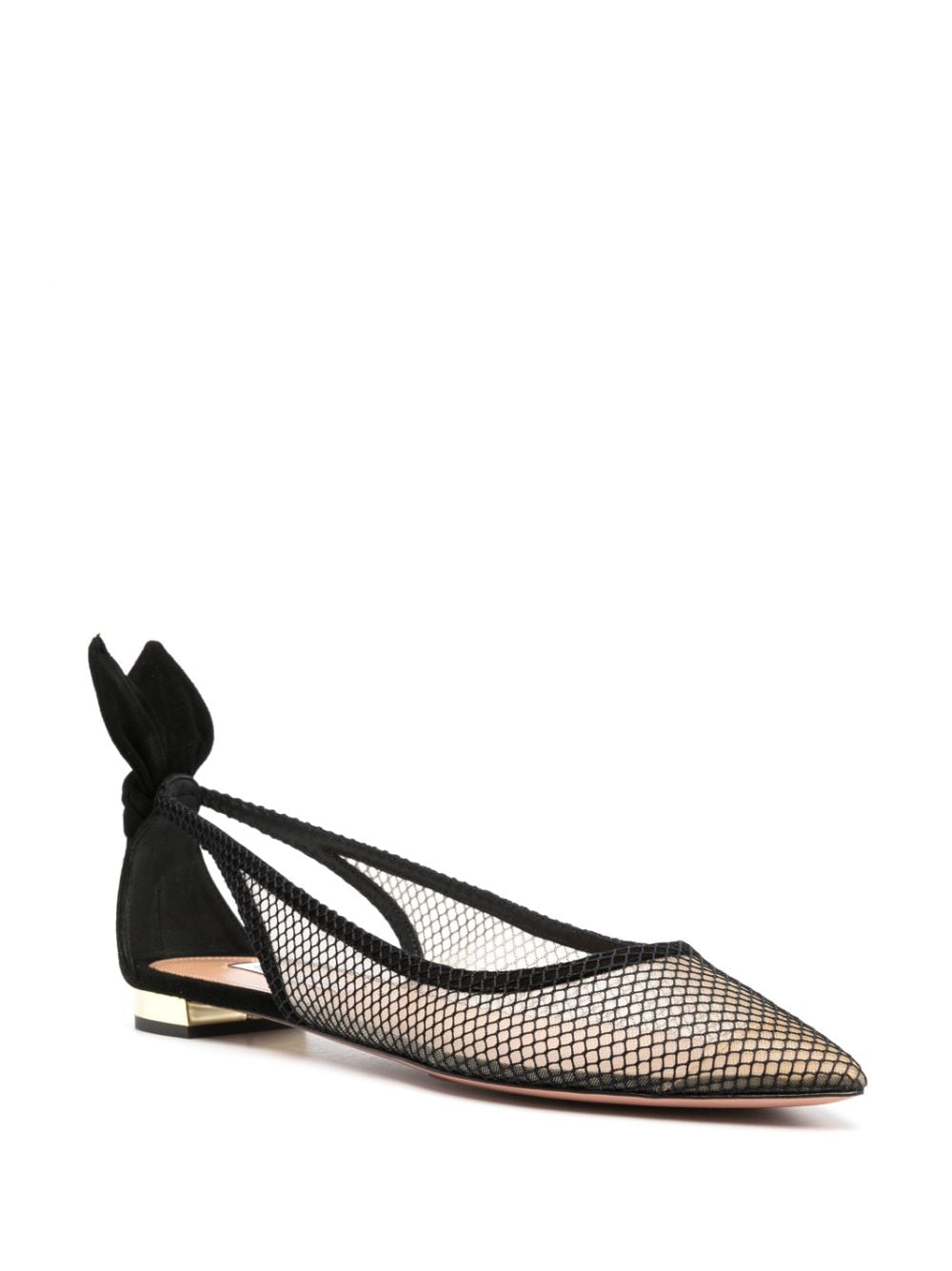 Aquazzura bow-embellished Mesh Ballerina Shoes - Farfetch