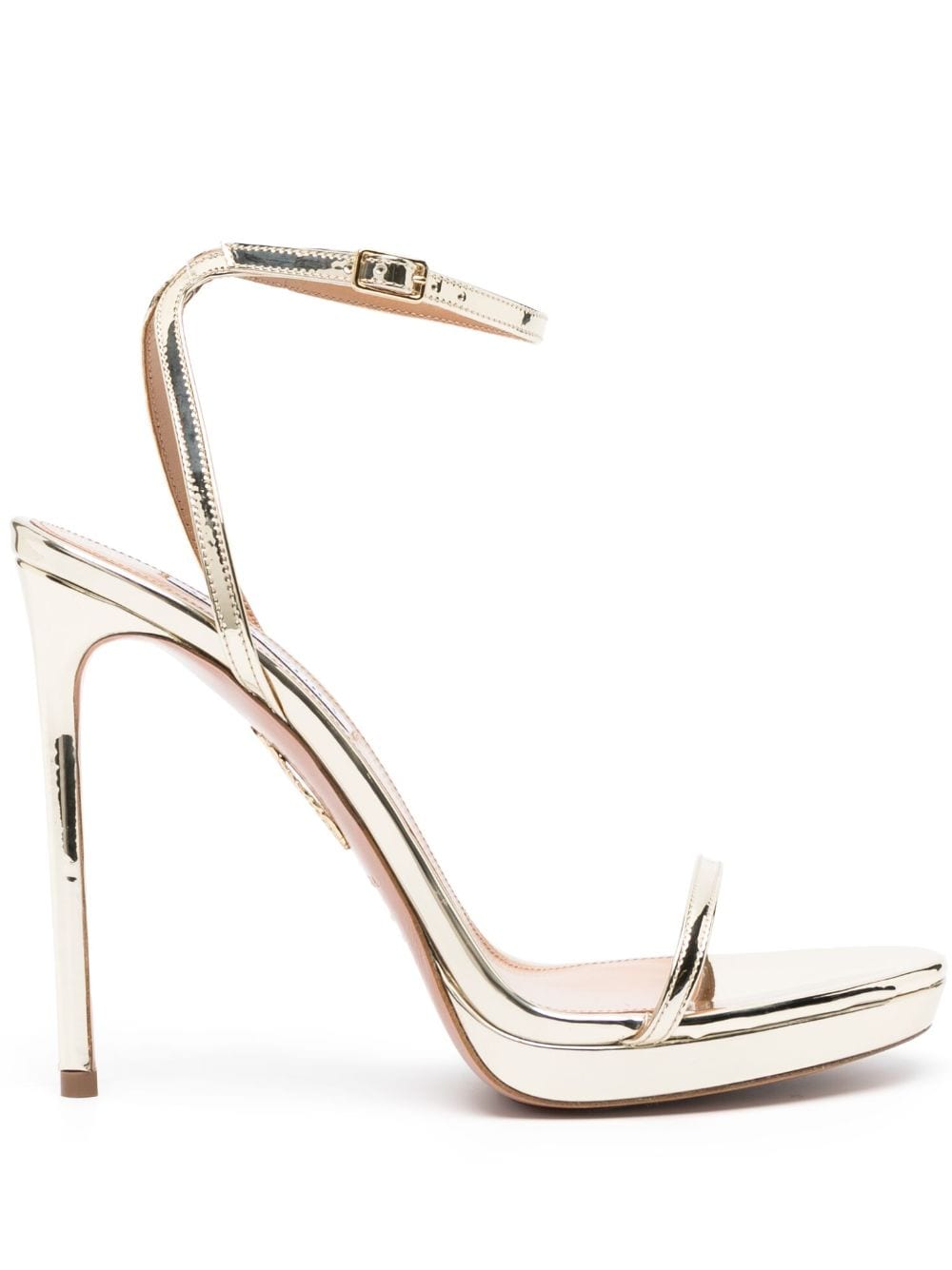 Aquazzura Gold Olie 105 Metallic Leather Sandals