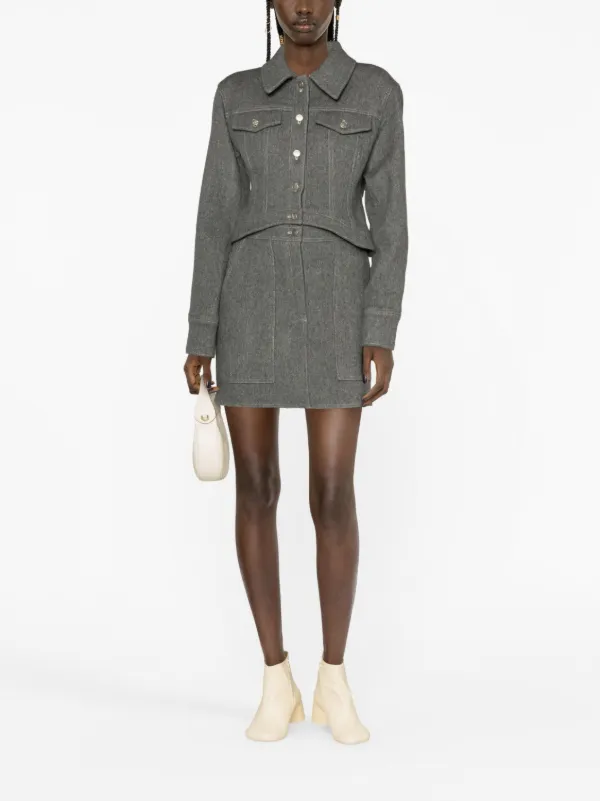 scoop hem button up jacket