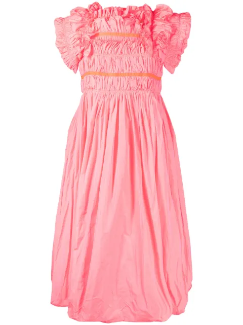 Molly Goddard shirred ruffled midi dress
