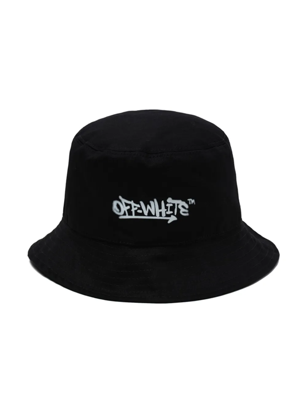 Off-white Kids Graffiti-print Cotton-twill Bucket Hat In Black White