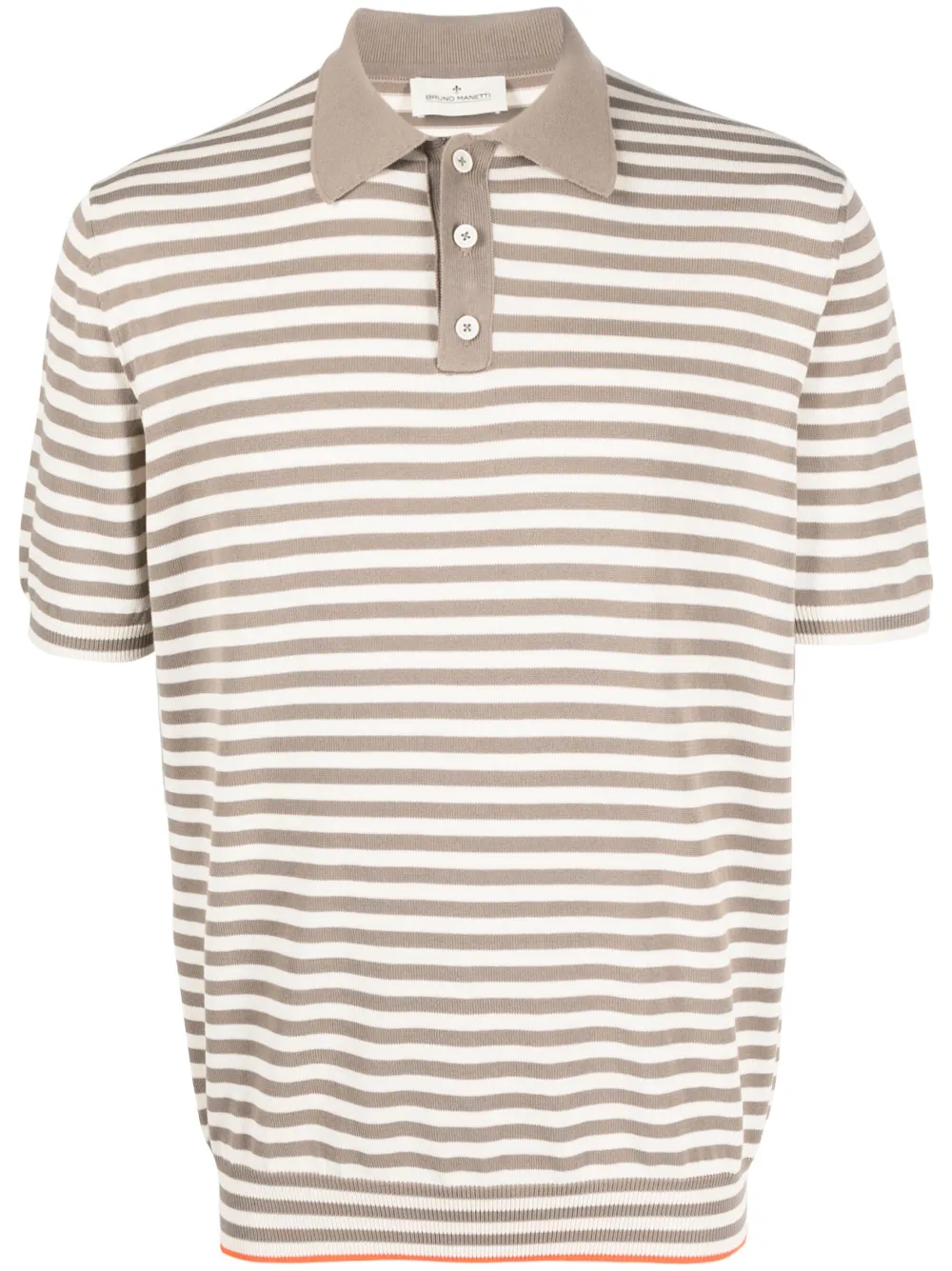 Bruno Manetti striped cotton polo shirt - Neutrals