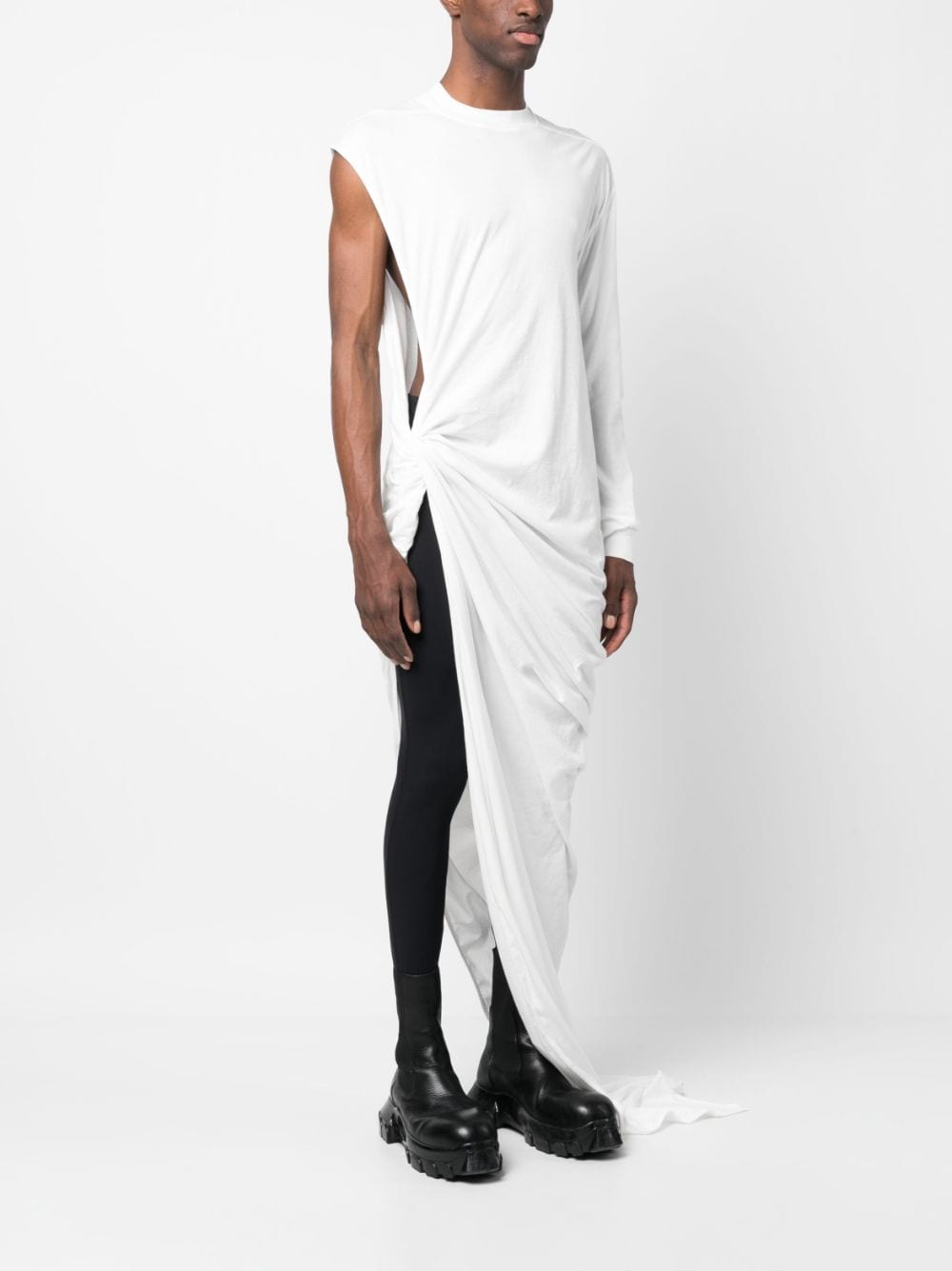 Shop Rick Owens Drkshdw Woven Long-line T-shirt In Weiss