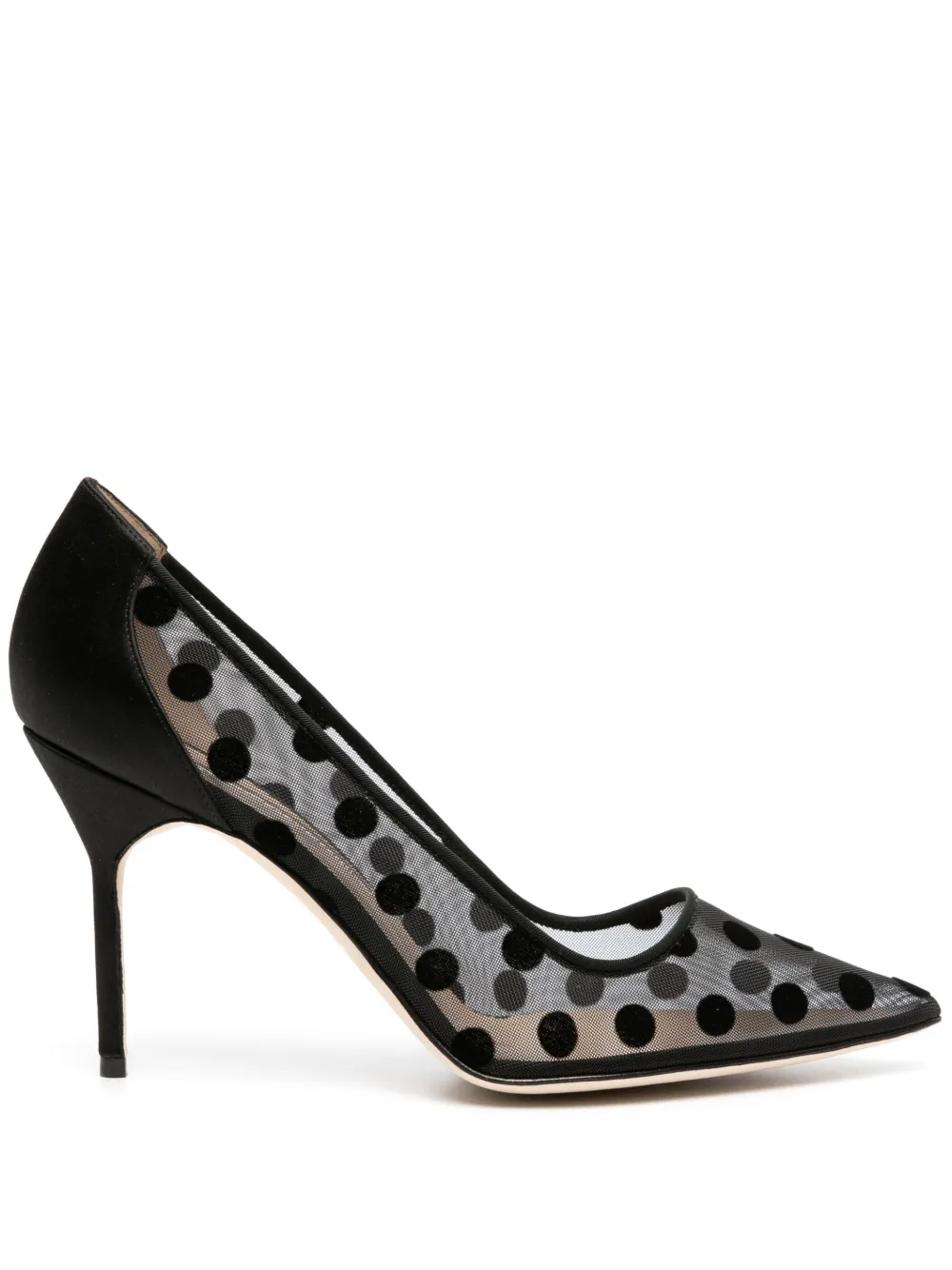 Manolo Blahnik 90mm polka-dot mesh pumps - Nero