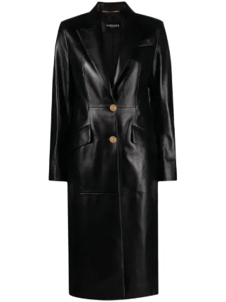 ５５％以上節約 Versace レザー JP FARFETCH | ブラック | トレンチコート ジャケット・アウター