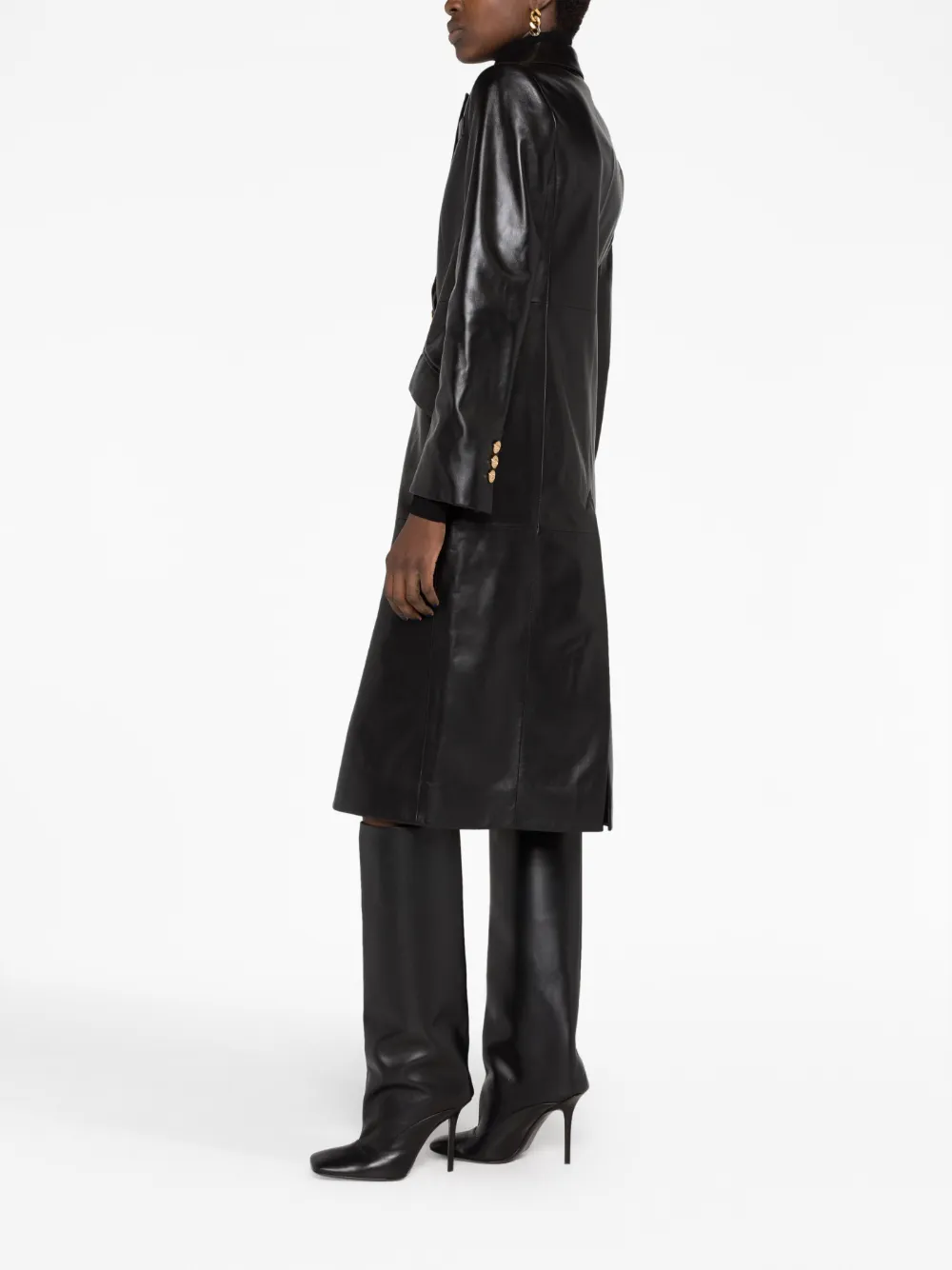 Versace - Leather Trench Coat - Women - Cupro/Lamb Skin - 38 - Black