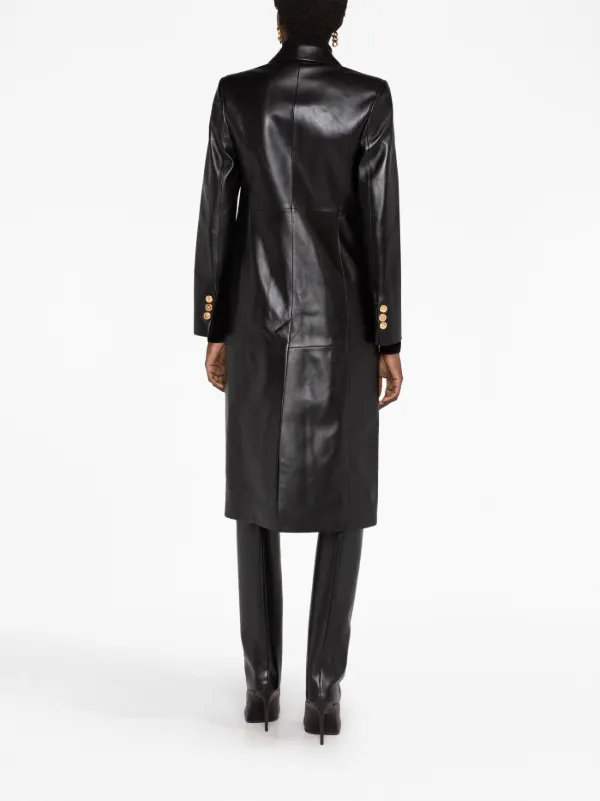 Versace Leather Trench Coat - Black