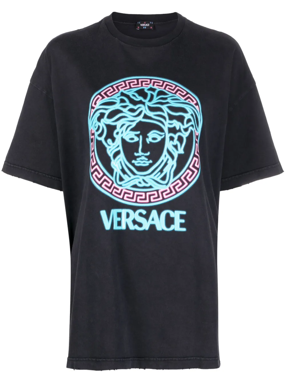 Shop Versace Medusa-appliqué Cotton T-shirt In Black