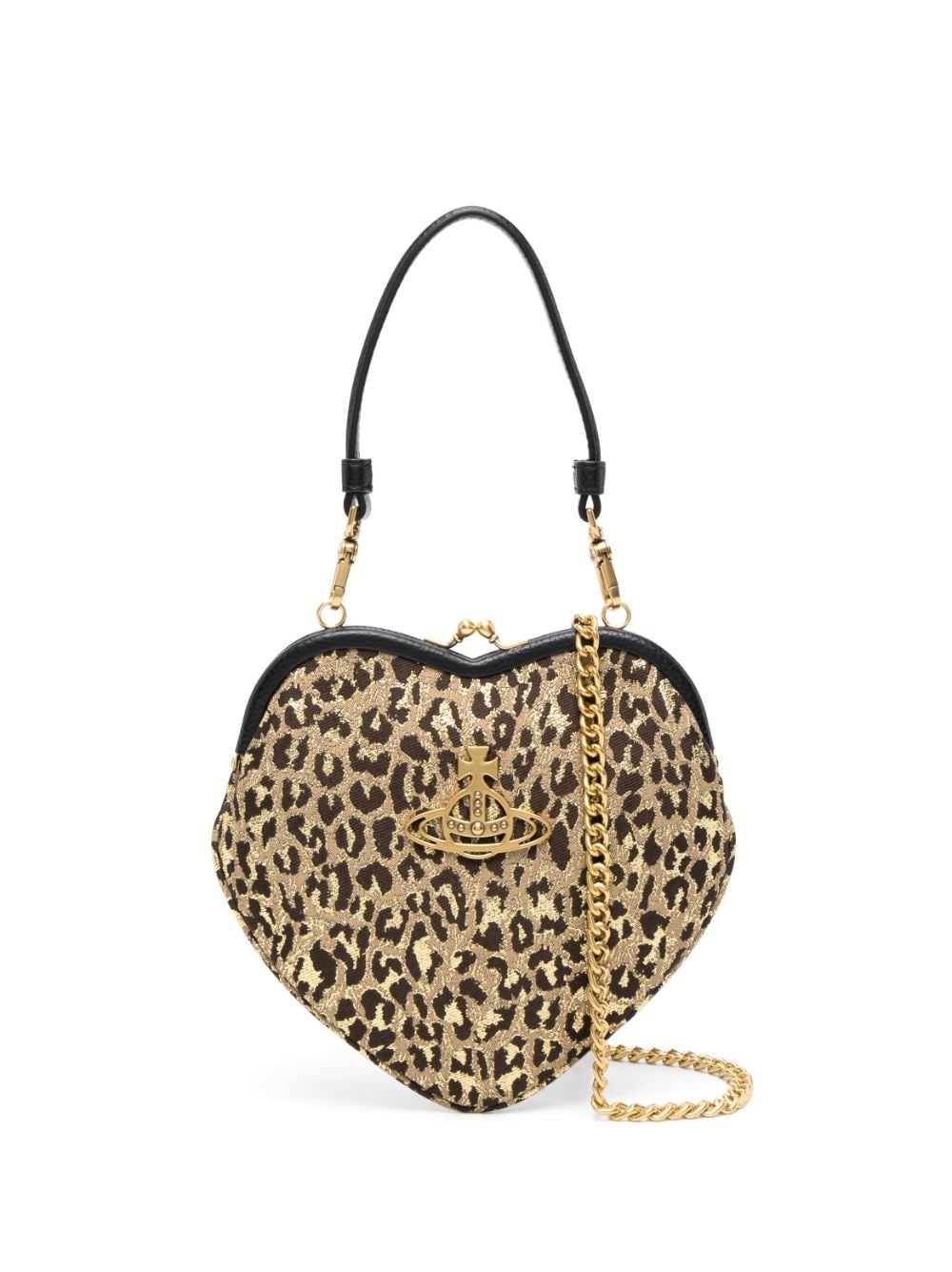 Vivienne Westwood Heart Leopard-Print Crossbody Bag - Gold