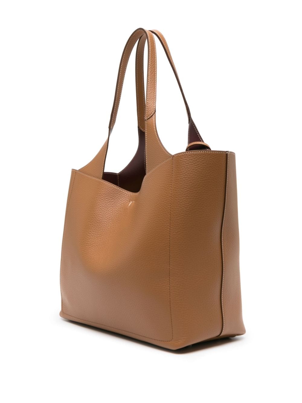 Shop Tod's Medium Leather Tote Bag In Brown