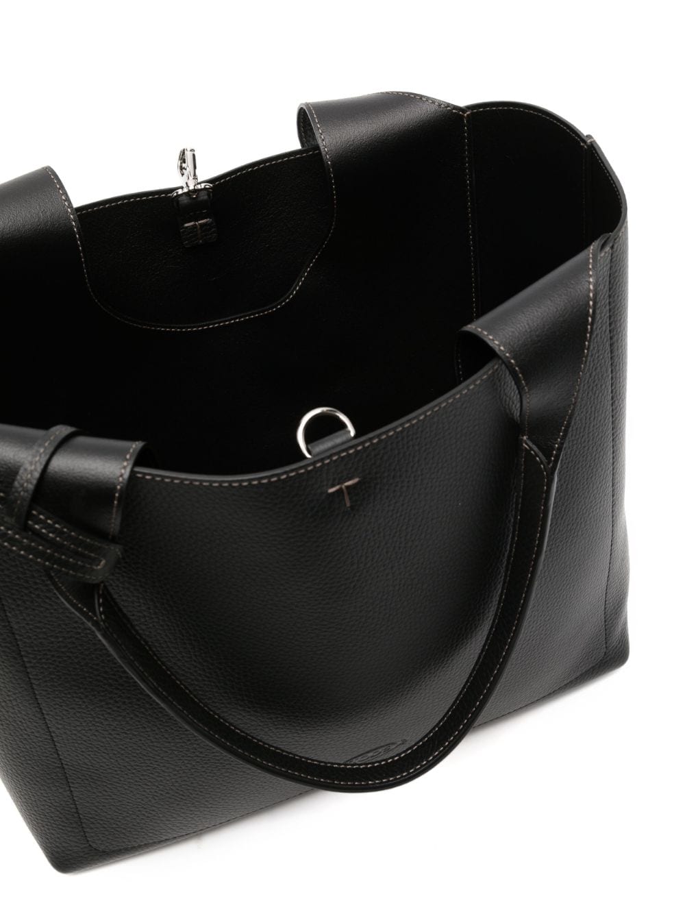 logo-charm leather tote bag