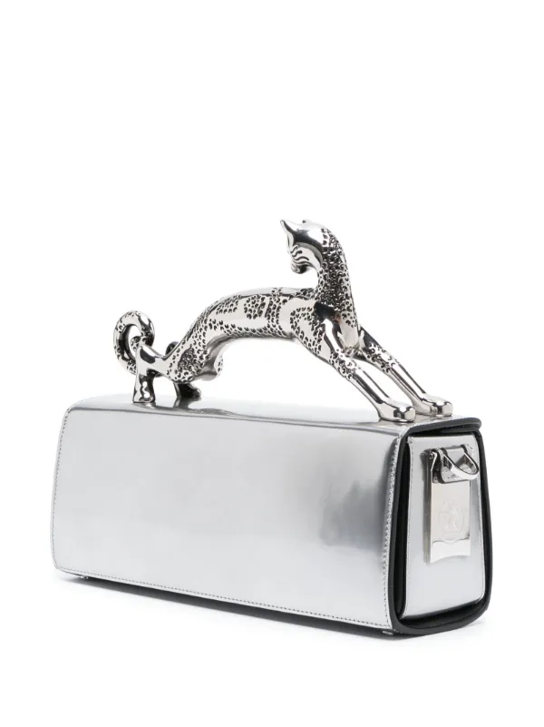 Lanvin Pencil Cat Leather Tote Bag | Silver | FARFETCH
