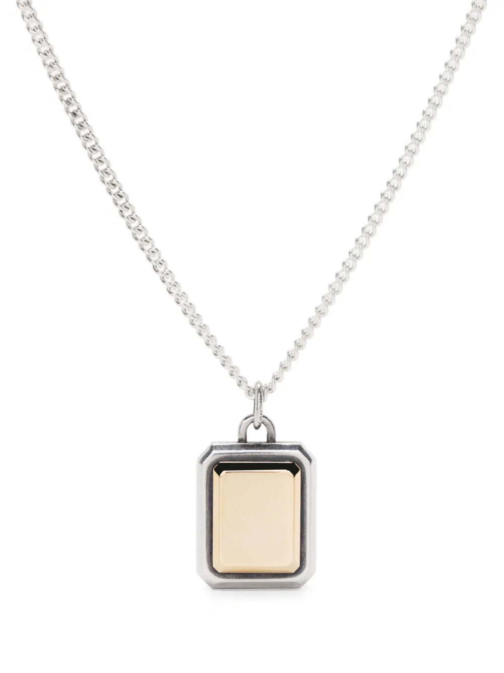 MAOR 18kt yellow gold and sterling silver dog-tag necklace