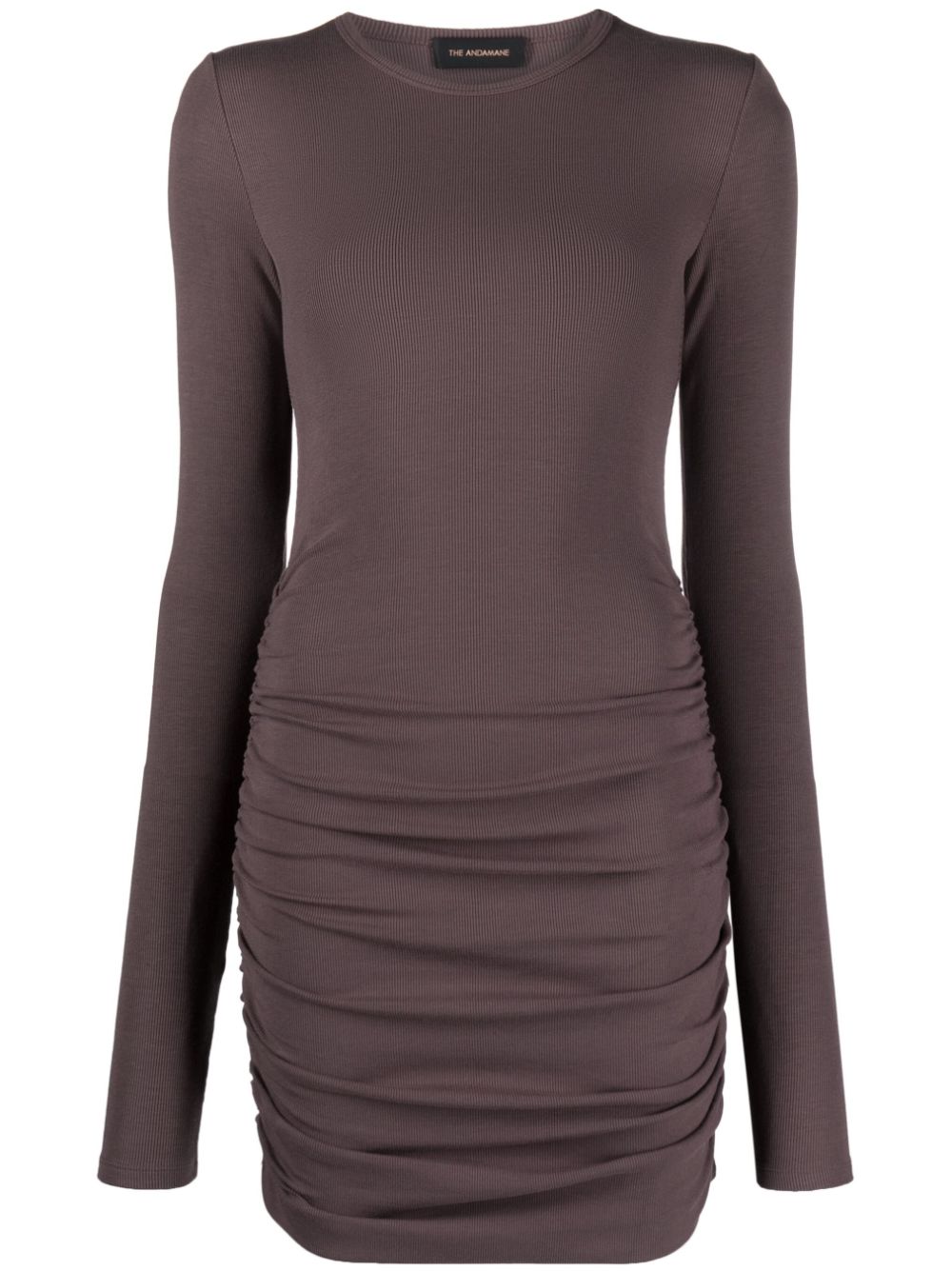 THE ANDAMANE Naida ribbed mini dress - Brown