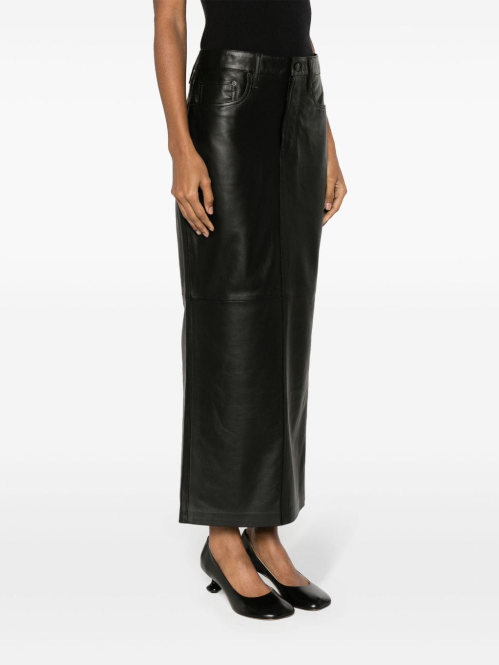Shop Wardrobe.nyc Leather Maxi Column Skirt In Black