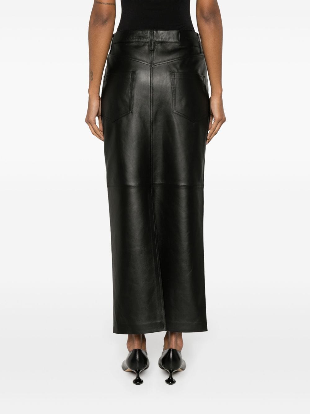 Shop Wardrobe.nyc Leather Maxi Column Skirt In Black