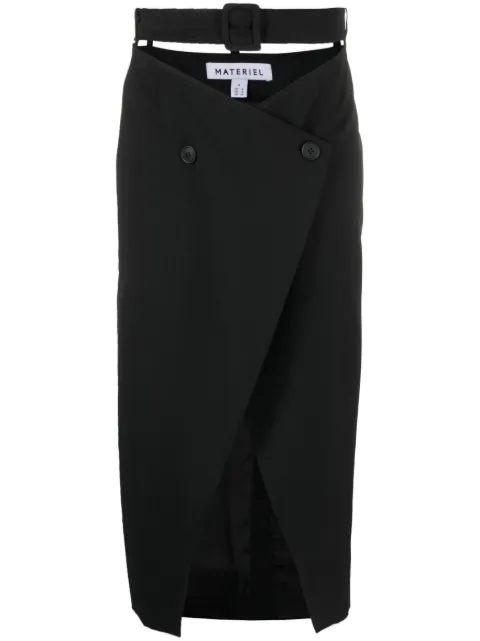 Materiel geometric-belt pencil skirt