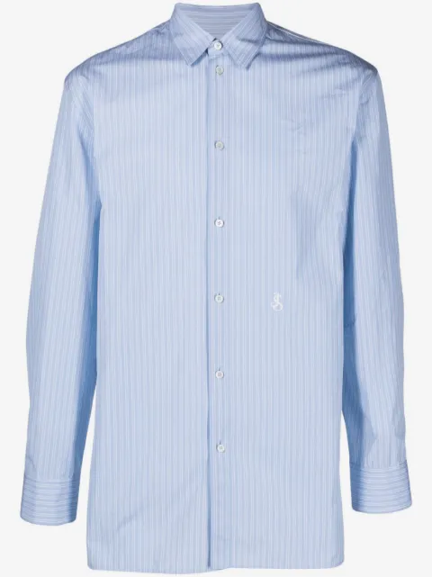 Jil Sander logo刺绣条纹印花棉衬衫