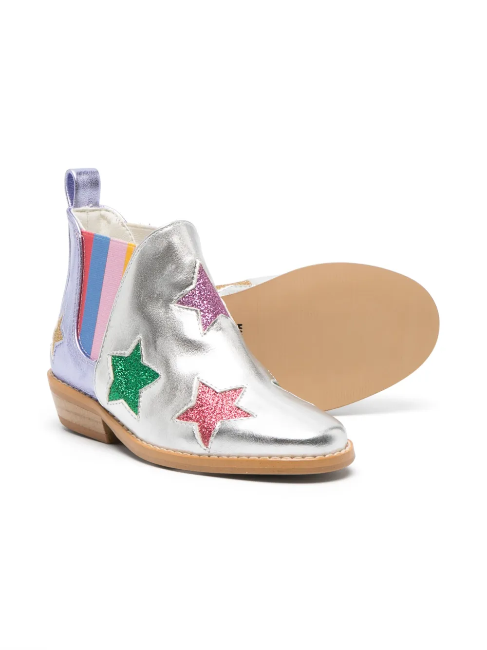 star-print metallic-finish boots